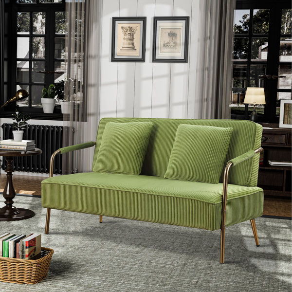 Mercer41 Janiyan 56" Pleated Velvet Upholstered Loveseat Sofa Wayfair